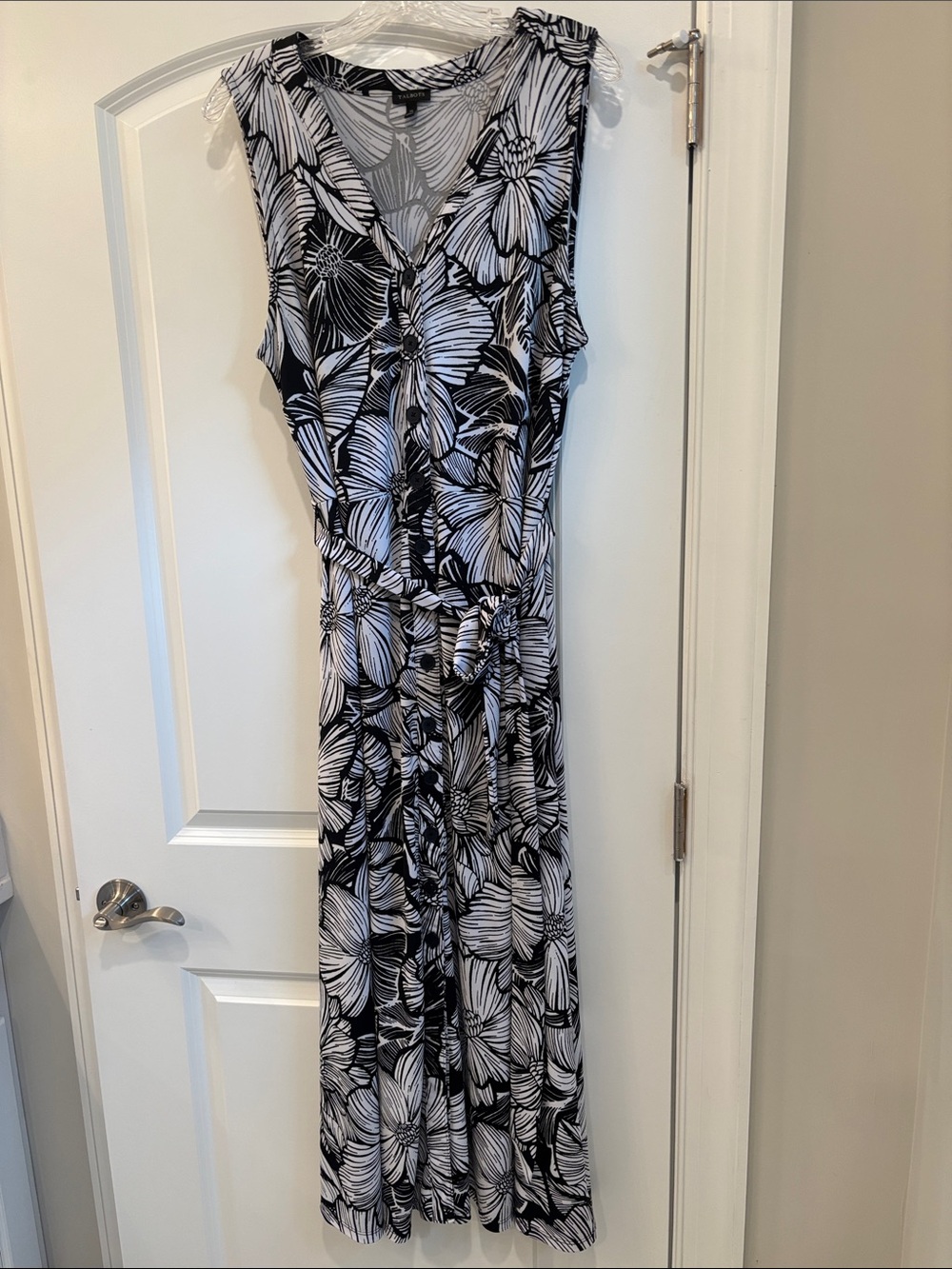 Talbots Black and White Floral Maxi Dress